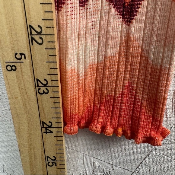 Urban Outfitters Bold Orange Chevron Ribbed Crop Button Up Casual Blouse Large - Picture 9 of 11